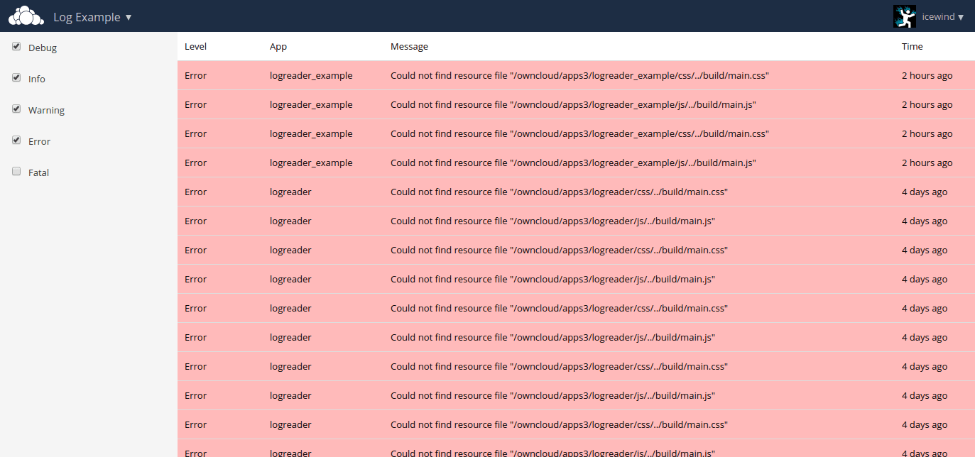 filtered logs